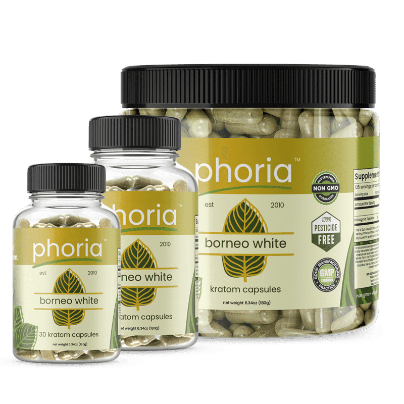 Phoria Borneo White Vein Kratom Capsules - Main Product Image