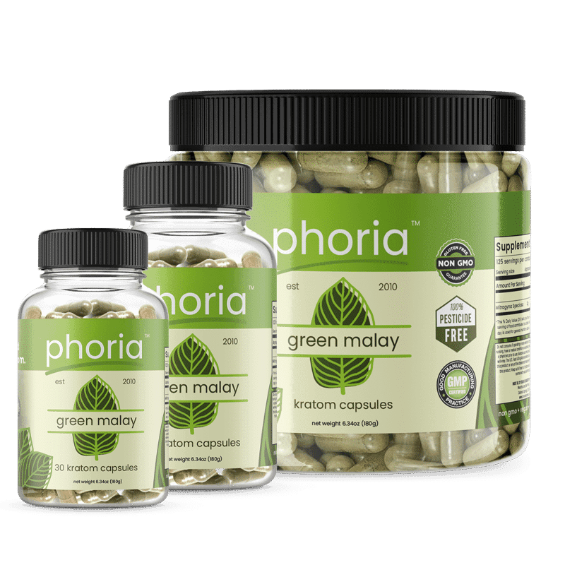 Phoria Green Malay Kratom Capsules - Main Product Image