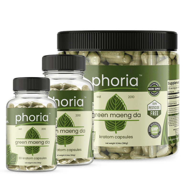 Phoria Green Maeng Da Kratom Capsules - Main Product Image
