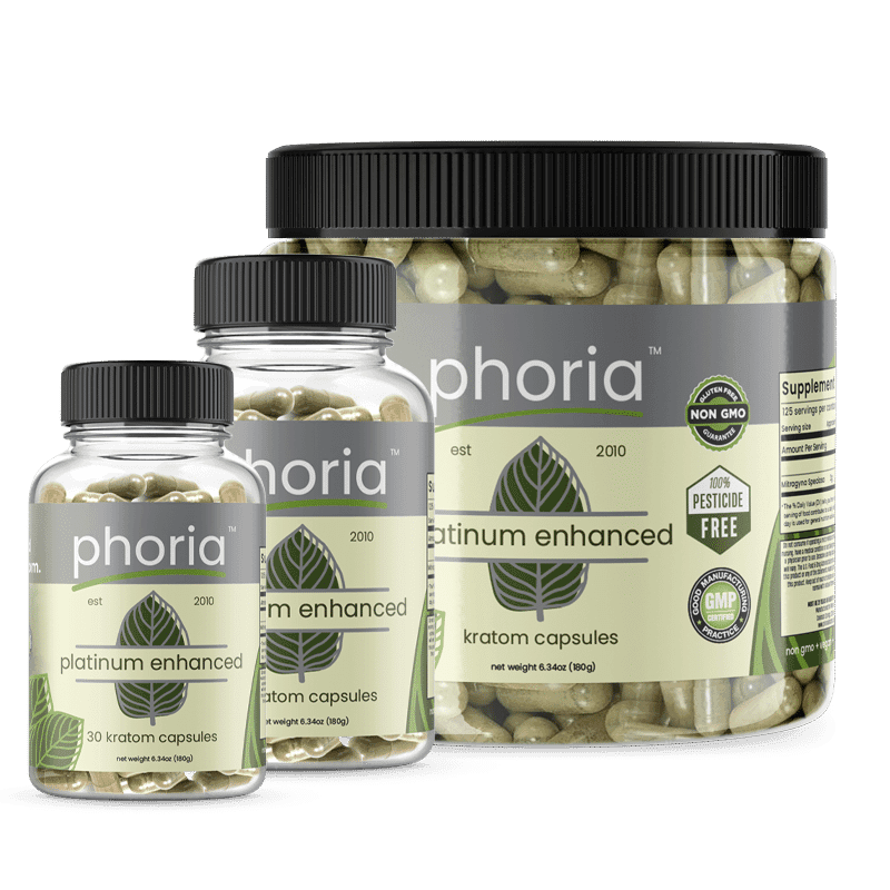 Phoria Platinum Enhanced Kratom Capsules - Main Product Image